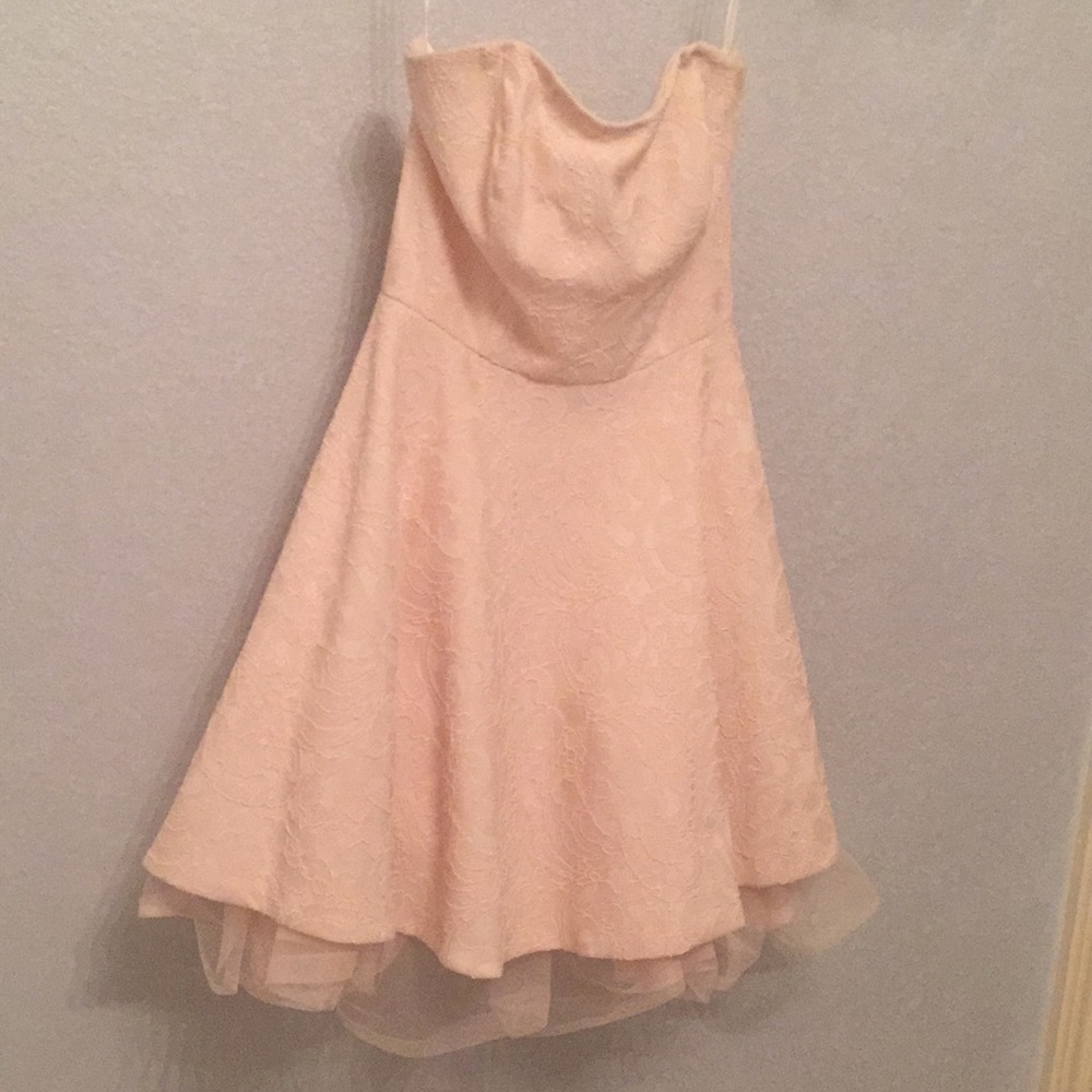Strapless flouncy floral dress